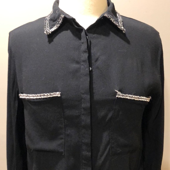 Zara Basic Black Button-Down Sz S - Picture 2 of 2